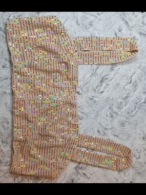 Holographic Iridescent Sequin Crop Top Bralette Festivals Raves Sz M/L